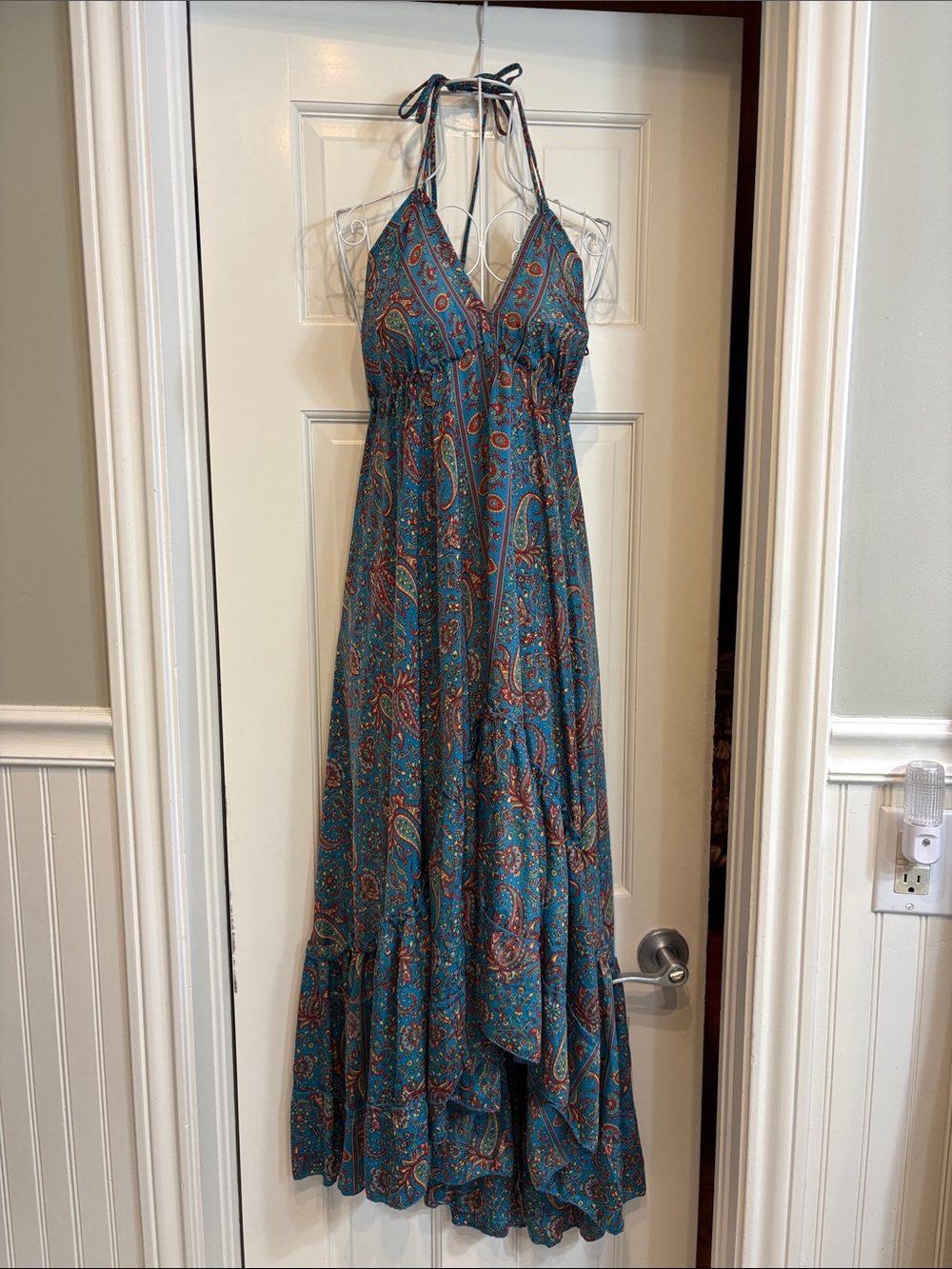 Like New Teal Paisley Halter Maxi Dress